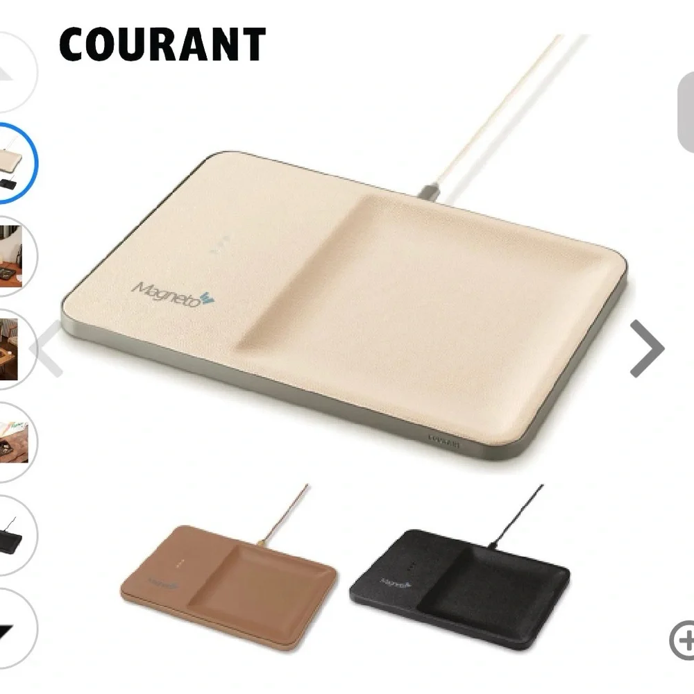 🆕 COURANT Catch:3 Cream Leather Wireless Charging Tray - Picture 2 of 10